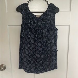 LOFT Blue Sleeveless Blouse with Geometric Pattern